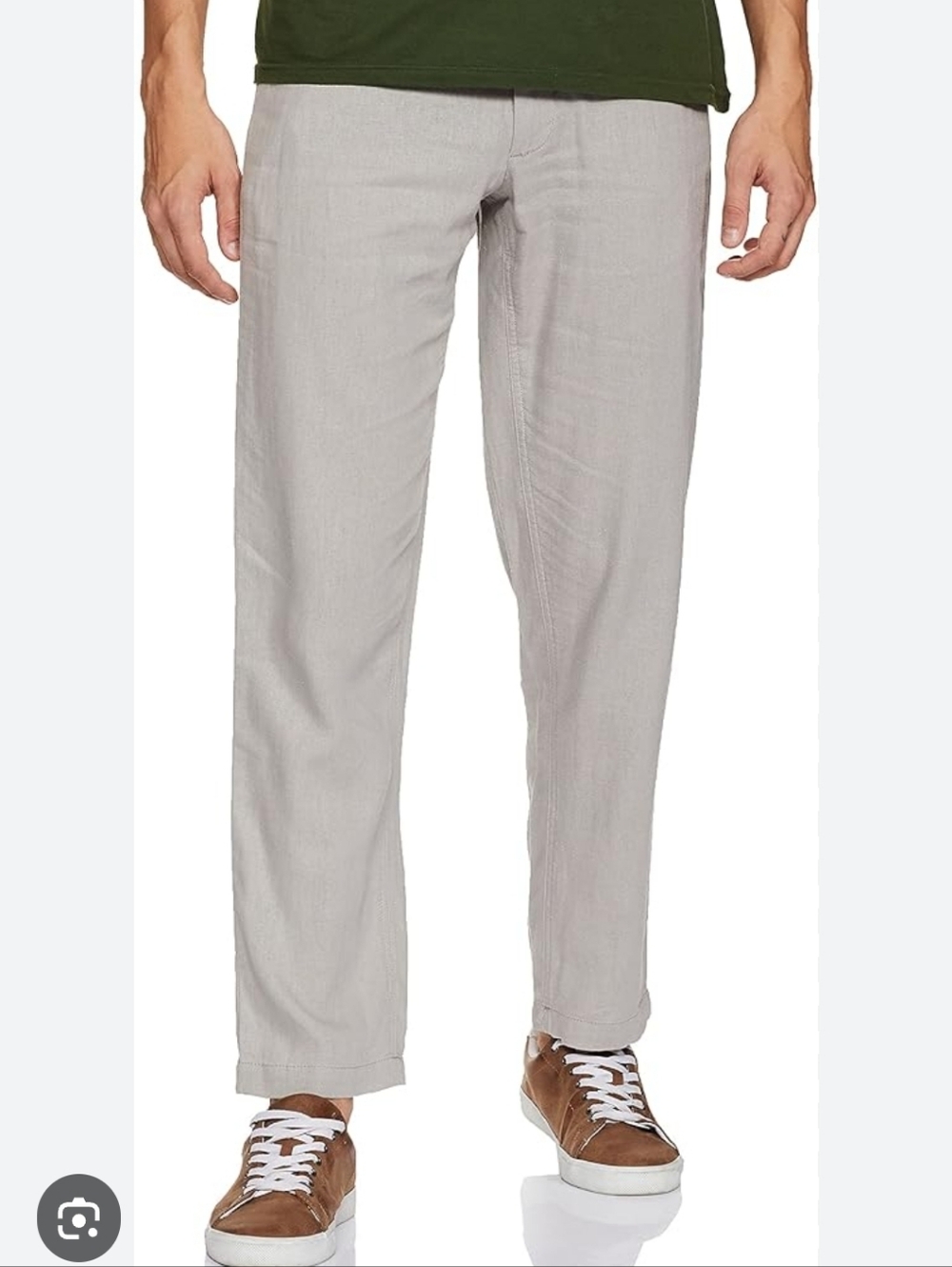 Marks & Spencer 36x33 Men's Classic Straight-Leg Pants in Light Gray Linen